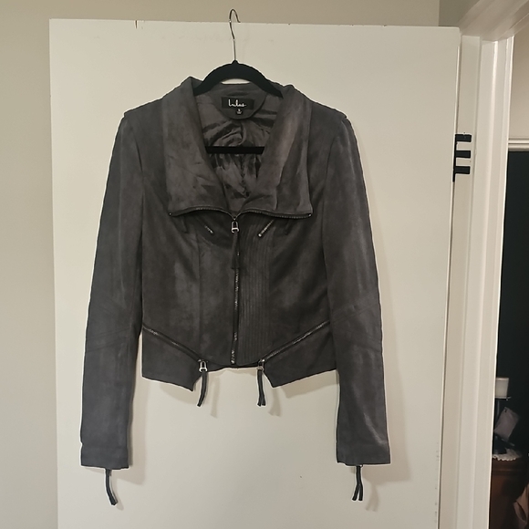 Lulus Jackets & Blazers - Lulu's Charcoal Leather Jacket